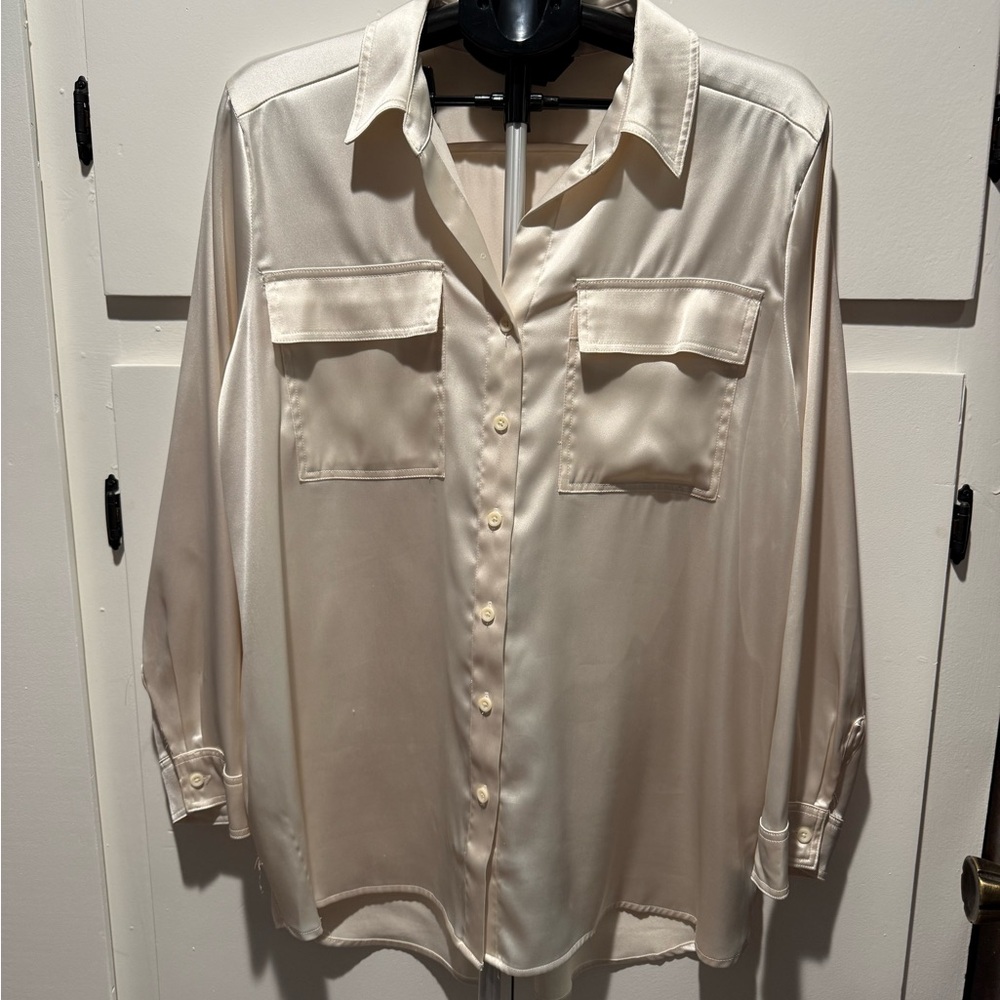 Elegant Cream Women’s Satin Shirt